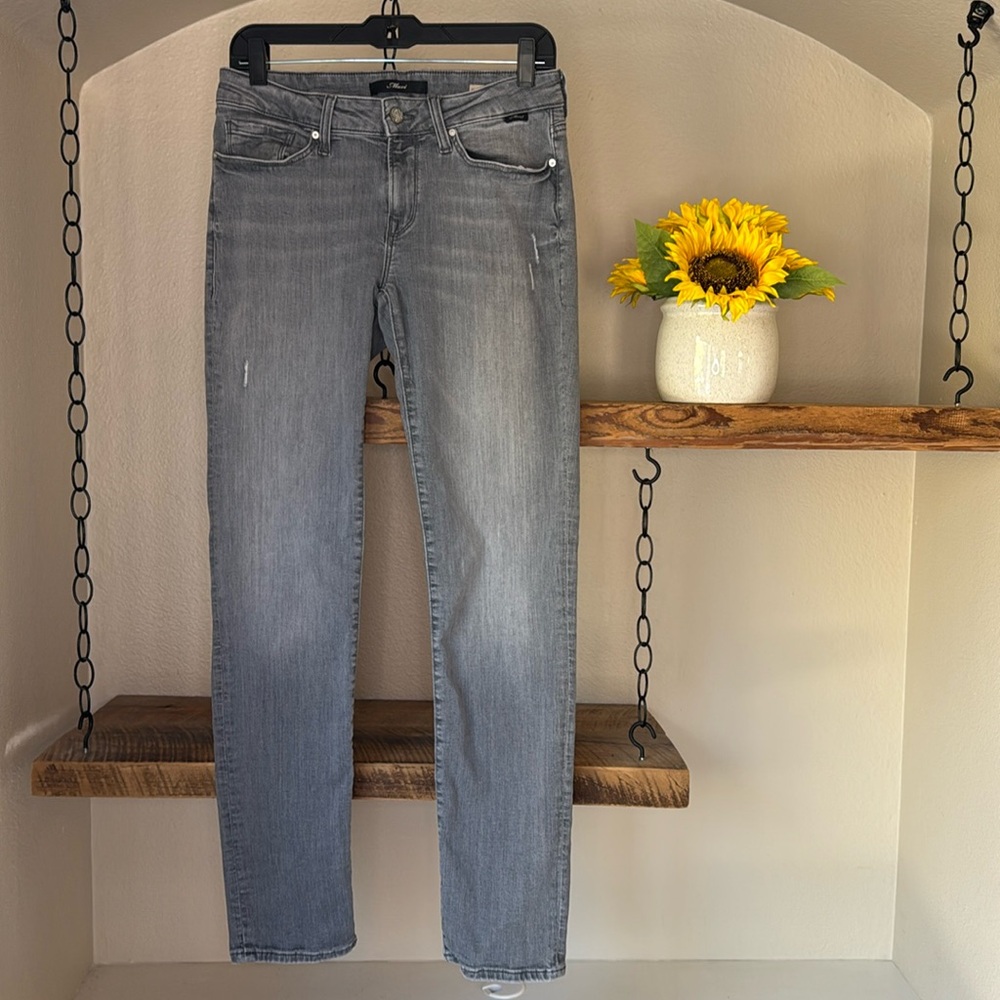 Mavi Emma Slim Boyfriend Distressed Jean, gray, 6/28